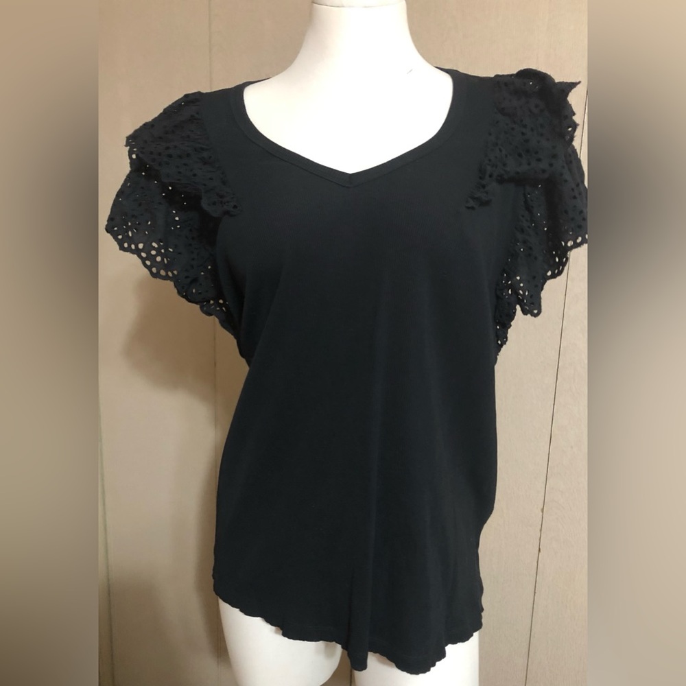Black eyelet butterfly sleeve
